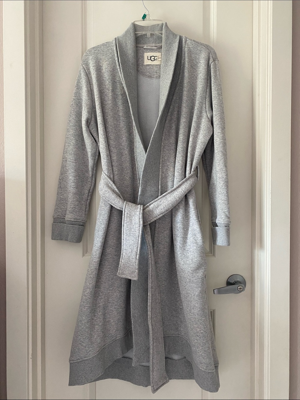 UGG Gray Shawl-Collar Robe Coat with Self-Tie Belt
